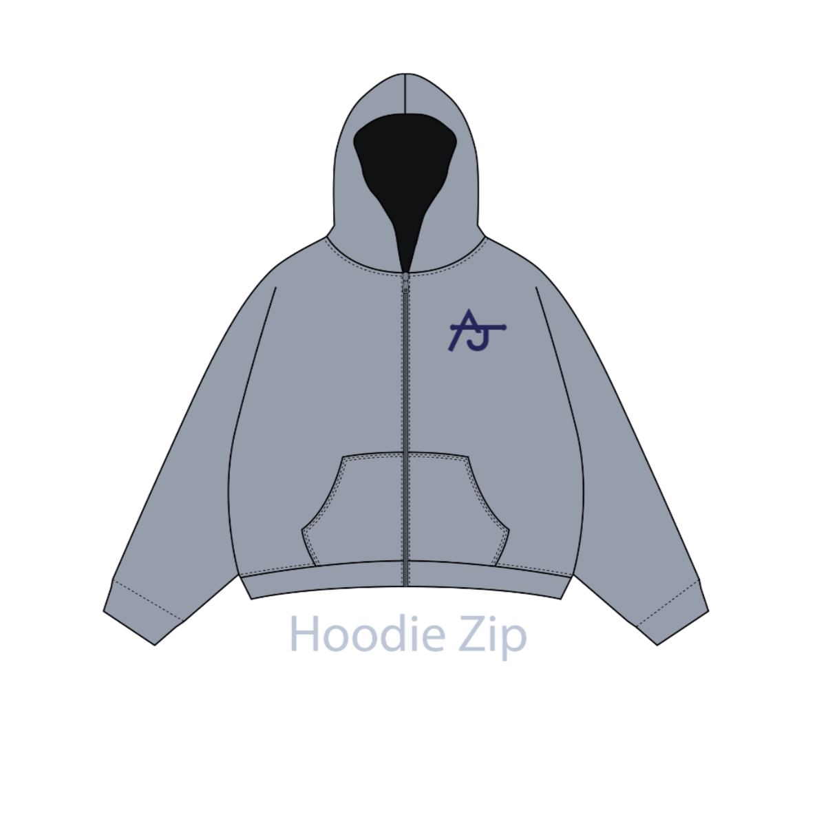 Gloomy Gray Zip Up Hoodie